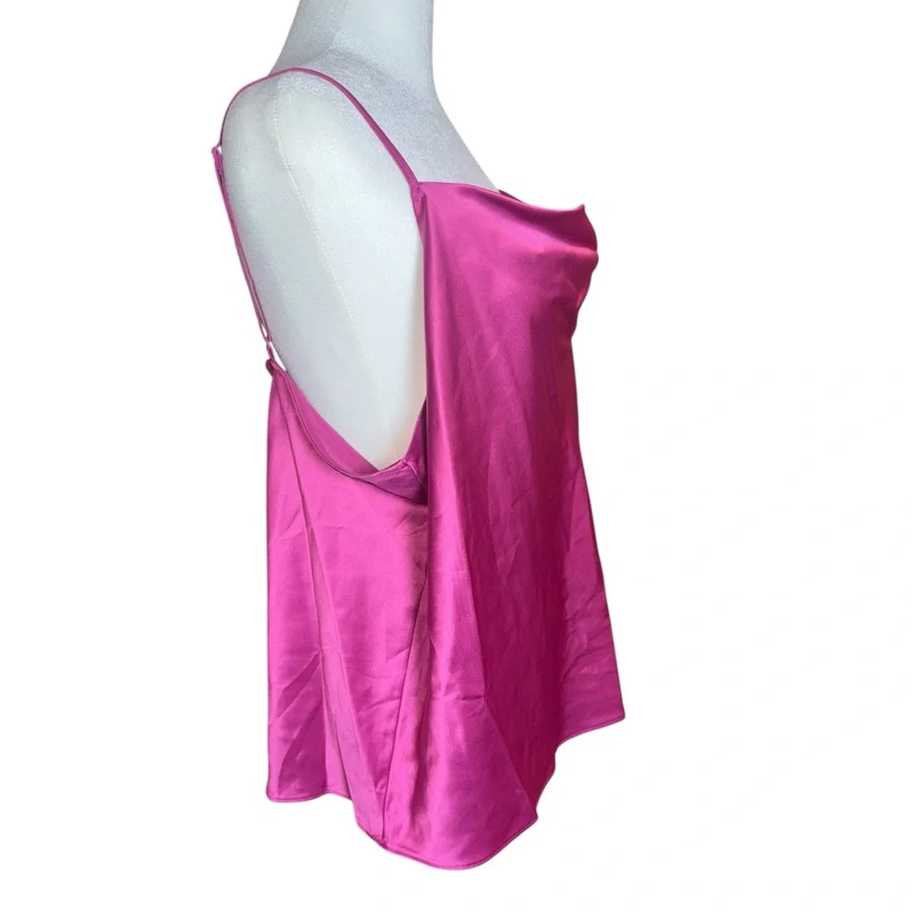Nine West Satin Slip Style Tank Top Pink XL NWT Evening Cami - Picture 10 of 11
